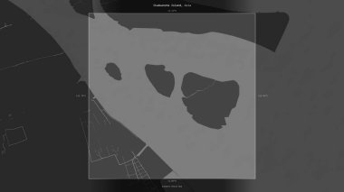 Çin 'e ait Doğu Çin Denizi' ndeki Jiuduansha Adası, bir bileklik yükseklik haritasında betimlendi ve vurgulandı.