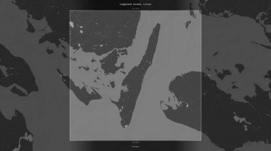 Langeland Island in the Kattegat, belonging to Denmark, described and highlighted on a bilevel elevation map clipart