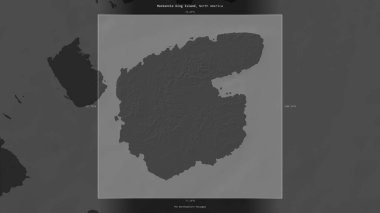 Mackenzie King Island in the The Northwestern Passages, belonging to Canada, described and highlighted on a bilevel elevation map clipart