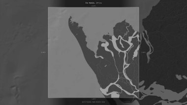 Gabon 'a ait Gine Körfezi' ndeki Ile Mandji, bir bilek yüksekliği haritasında tanımlandı ve vurgulandı.
