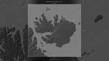 Norveç 'e ait Barents Denizi' ndeki Kuzey Doğu Kara Adası, bir bileklik yükseklik haritasında tanımlandı ve vurgulandı.