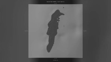 Kolombiya 'ya ait Karayip Denizi' ndeki San Andres Adası, bir bilek yüksekliği haritasında tanımlandı ve vurgulandı.