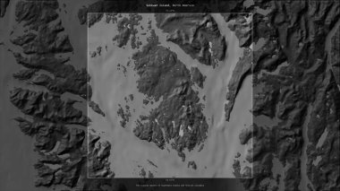 Güneydoğu Alaska ve Britanya Kolumbiyası 'nın Sahil Suları' ndaki Sukkwan Adası, bir bilek yüksekliği haritasında tanımlandı ve vurgulandı.