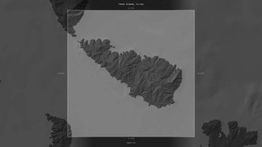 Tinos Island in the Aegean Sea, belonging to Greece, described and highlighted on a bilevel elevation map clipart