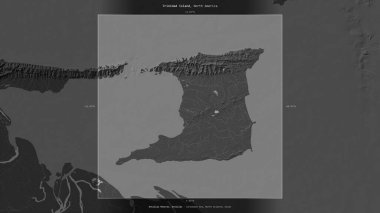 Trinidad ve Tobago 'ya ait Karayip Denizi' ndeki Trinidad Adası, bir bilek yüksekliği haritasında tanımlandı ve vurgulandı.