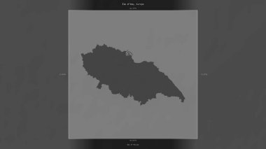 Biscay Körfezi 'ndeki Ile d' Yeu, Fransa 'ya ait, bir bilek yüksekliği haritasında tanımlandı ve vurgulandı.