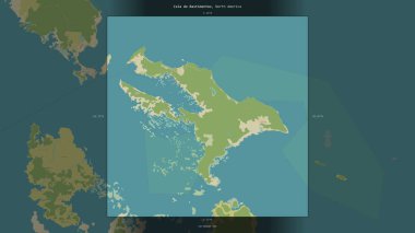 Panama 'ya ait Karayip Denizi' ndeki Bastimentos Adası, bir topoğrafik, OSM İnsani Yardım Stili haritasında tanımlanmış ve vurgulanmıştır.