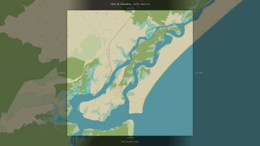 Brezilya 'ya ait Güney Atlantik Okyanusu' ndaki Ilha de Cananeia, bir topoğrafik, OSM İnsani Yardım Stili haritasında tanımlandı ve vurgulandı.
