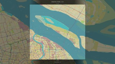 Changxing Island in the Eastern China Sea, belonging to China, described and highlighted on a topographic, OSM Humanitarian style map clipart