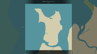 Docherty Island in the Timor Sea, belonging to Australia, described and highlighted on a topographic, OSM Humanitarian style map clipart