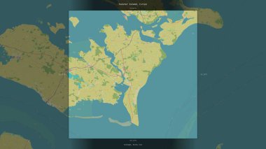Danimarka 'ya ait Kattegat' taki Falster Adası, bir topoğrafik, OSM İnsani Yardım Stili haritasında tanımlandı ve vurgulandı