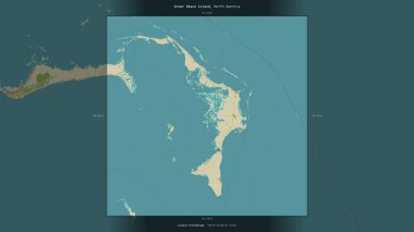 Bahamalar 'a ait Kuzey Atlantik Okyanusu' ndaki Büyük Abaco Adası, bir topoğrafi, OSM İnsani Yardım Stili haritasında tanımlandı ve vurgulandı.