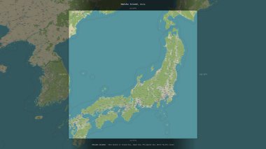 Honshu Island in the Japan Sea, belonging to Japan, described and highlighted on a topographic, OSM Humanitarian style map clipart