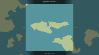 Bering Denizi 'ndeki Igitkin Adası, ABD' ye ait, bir topoğrafik, OSM İnsani Stil Haritasında tanımlandı ve vurgulandı