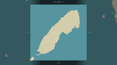Endonezya 'ya ait Banda Denizi' ndeki Pulau Labobo, bir topoğrafik, OSM İnsani Yardım Stili haritasında tanımlandı ve vurgulandı