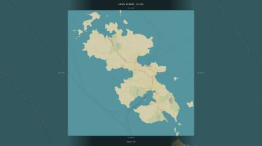 Yunanistan 'a ait Ege Denizi' ndeki Leros Adası, bir topoğrafi, OSM İnsani Stil Haritasında tanımlandı ve vurgulandı