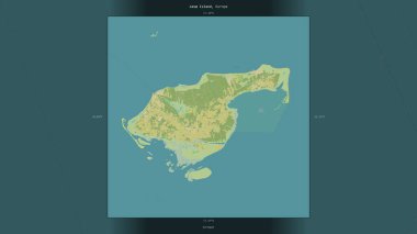 Danimarka 'ya ait Kattegat' taki Ls Adası, bir topoğrafik, OSM İnsani Stil Haritası 'nda betimlendi ve vurgulandı