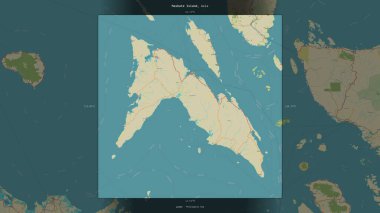 Masbate Island in the Philippine Sea, belonging to Philippines, described and highlighted on a topographic, OSM Humanitarian style map clipart