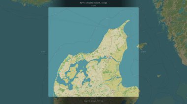 North Jutlandic Island in the Kattegat, belonging to Denmark, described and highlighted on a topographic, OSM Humanitarian style map clipart