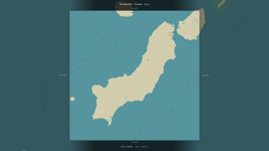 Rusya 'ya ait Okhotsk Denizi' ndeki Paramushir Adası, bir topoğrafik, OSM İnsani Yardım Stili haritasında tanımlanmış ve vurgulanmıştır.