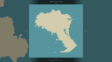 Solomon Denizi 'ndeki Sanaroa Adası, Papua Yeni Gine' ye ait, bir topoğrafik, OSM İnsani Yardım Stili haritasında tanımlanmış ve vurgulanmıştır.