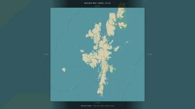 Birleşik Krallık 'a ait Kuzey Denizi' ndeki Shetland Ana Adası, bir topoğrafik, OSM İnsani Stil Haritası 'nda tanımlanmış ve vurgulanmıştır.