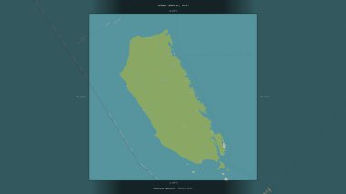 Pulau Siberut in the Indian Ocean, belonging to Indonesia, described and highlighted on a topographic, OSM Humanitarian style map clipart