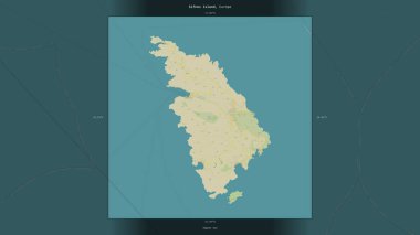 Yunanistan 'a ait Ege Denizi' ndeki Sifnos Adası, bir topoğrafik, OSM İnsani Yardım Stili haritasında tanımlandı ve vurgulandı