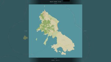 Yunanistan 'a ait Ege Denizi' ndeki Skyros Adası, bir topoğrafi, OSM İnsani Stil Haritasında tanımlandı ve vurgulandı