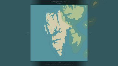 Norveç 'e ait Barents Denizi' ndeki Spitsbergen Adası, bir topoğrafik, OSM İnsani Yardım Stili haritasında tanımlanmış ve vurgulanmıştır.