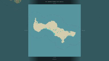 St. Lawrence Island in the Bering Sea, belonging to United States, described and highlighted on a topographic, OSM Humanitarian style map clipart