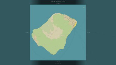 Isola di Stromboli in the Tyrrhenian Sea, belonging to Italia, described and highlighted on a topographic, OSM Humanitarian style map clipart