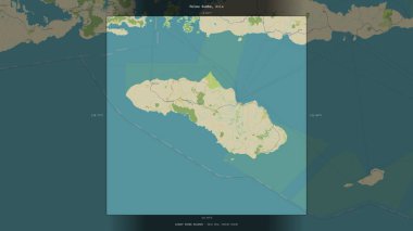 Endonezya 'ya ait Savu Denizi' ndeki Pulau Sumba, bir topoğrafik, OSM İnsani Stil Haritasında tanımlandı ve vurgulandı