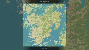 Tjorn Island in the Kattegat, belonging to Sweden, described and highlighted on a topographic, OSM Humanitarian style map clipart