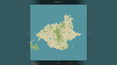 Japonya 'ya ait Japon Denizi' ndeki Ukujima, bir topoğrafik, OSM İnsani Stil Haritası 'nda tanımlandı ve vurgulandı.