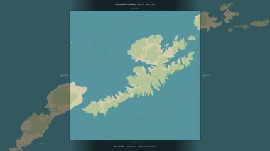 Amerika Birleşik Devletleri 'ne ait Bering Denizi' ndeki Unalaska Adası, bir topoğrafik, OSM İnsani Stil Haritası 'nda tanımlandı ve vurgulandı.