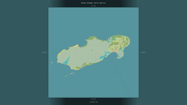 Honduras 'a ait Karayip Denizi' ndeki Utila Adası, bir topoğrafik, OSM İnsani Yardım Stili haritasında tanımlanmış ve vurgulanmıştır.