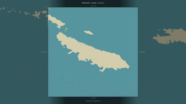 Vanatinai Island in the Coral Sea, belonging to Papua New Guinea, described and highlighted on a topographic, OSM Humanitarian style map clipart