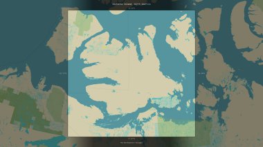 Kanada 'ya ait Kuzeybatı Geçitleri' ndeki Victoria Adası, bir topoğrafi, OSM İnsani Yardım Stili haritasında tanımlandı ve vurgulandı.