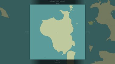 Winchelsea Island in the Arafura Sea, belonging to Australia, described and highlighted on a topographic, OSM Humanitarian style map clipart