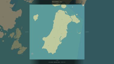 Endonezya 'ya ait Arafura Denizi' ndeki Pulau Workai, bir topoğrafik, OSM İnsani Stil Haritasında tanımlandı ve vurgulandı