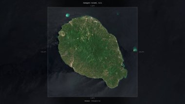 Filipinler 'deki Camiguin Adası, 11 Nisan 2020' de çekilmiş bir uydu görüntüsü ile tanımlandı ve vurgulandı.