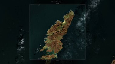 Colonsay Island in the Inner Seas off the West Coast of Scotland, belonging to United Kingdom, described and highlighted on a satellite image taken in March 15, 2024 clipart