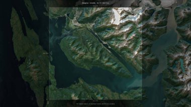 Güneydoğu Alaska ve Britanya Kolumbiyası 'nın Sahil Suları' ndaki Douglas Adası, 30 Ağustos 2019 'da çekilen bir uydu görüntüsünde tanımlandı ve vurgulandı.