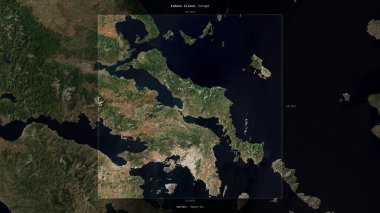 Euboea Island in the Aegean Sea, belonging to Greece, described and highlighted on a satellite image taken in May 7, 2021 clipart