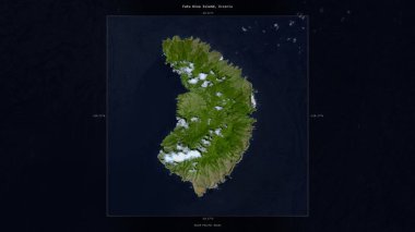 Fatu Hiva Island in the South Pacific Ocean, belonging to France, described and highlighted on a satellite image taken in April 30, 2021 clipart