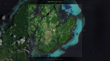 Gagil-Tomil Island in the Philippine Sea, belonging to Micronesia, described and highlighted on a satellite image taken in March 6, 2024 clipart