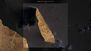 Jacques Cousteau Island in the Gulf of California, belonging to Mexico, described and highlighted on a satellite image taken in June 14, 2024 clipart