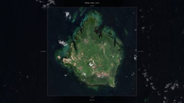 Pulau Liat in the Java Sea, belonging to Indonesia, described and highlighted on a satellite image taken in October 11, 2023 clipart