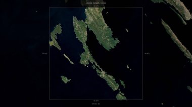 Lussino Island in the Adriatic Sea, belonging to Croatia, described and highlighted on a satellite image taken in November 26, 2023 clipart